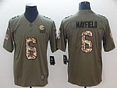 Nike Browns 6 Baker Mayfield Olive Camo Salute To Service Limited Jersey,baseball caps,new era cap wholesale,wholesale hats